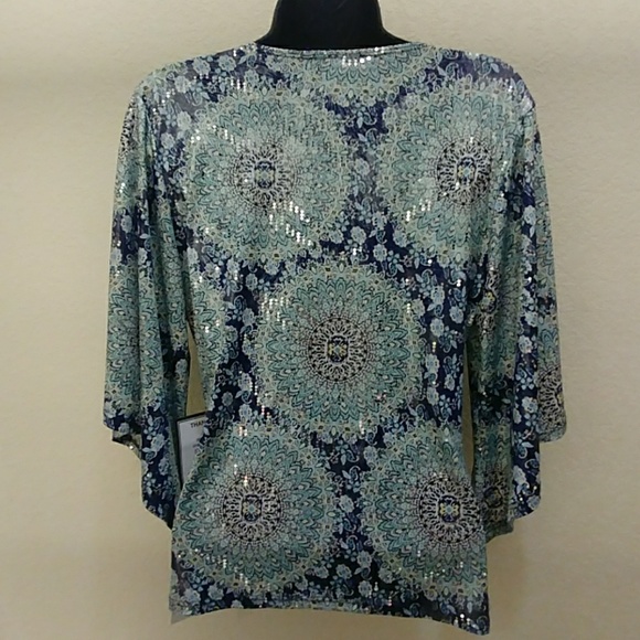 MSK Surplice Cold Shoulder Top with Bell Sleeves - Picture 5 of 8